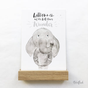 Karte - Willkommen auf der Welt/Kleiner Elefant Rudi