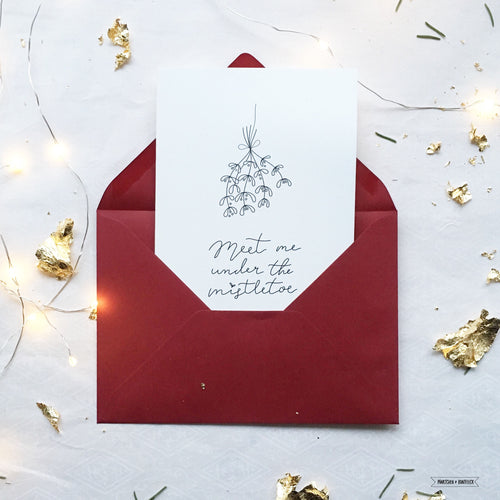 Klappkarte A6 - meet me under the mistletoe