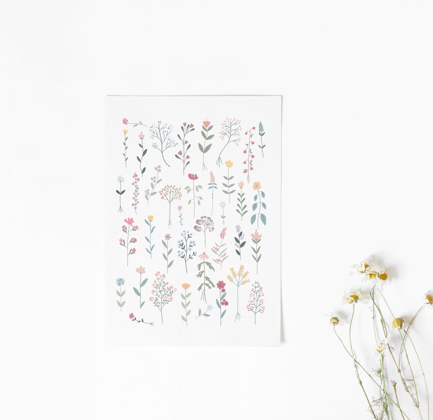 Karte/Postkarte - bunte Blümchen