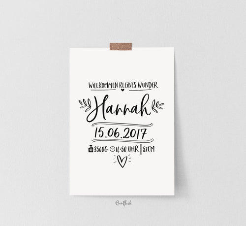 Geburtsanzeige/Poster - Hannah