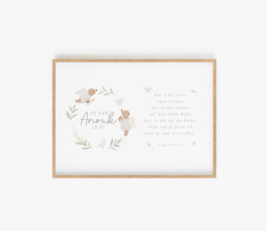 Poster/Kunstdruck / Bild zur Taufe - Kleine Engel mit Taufspruch
