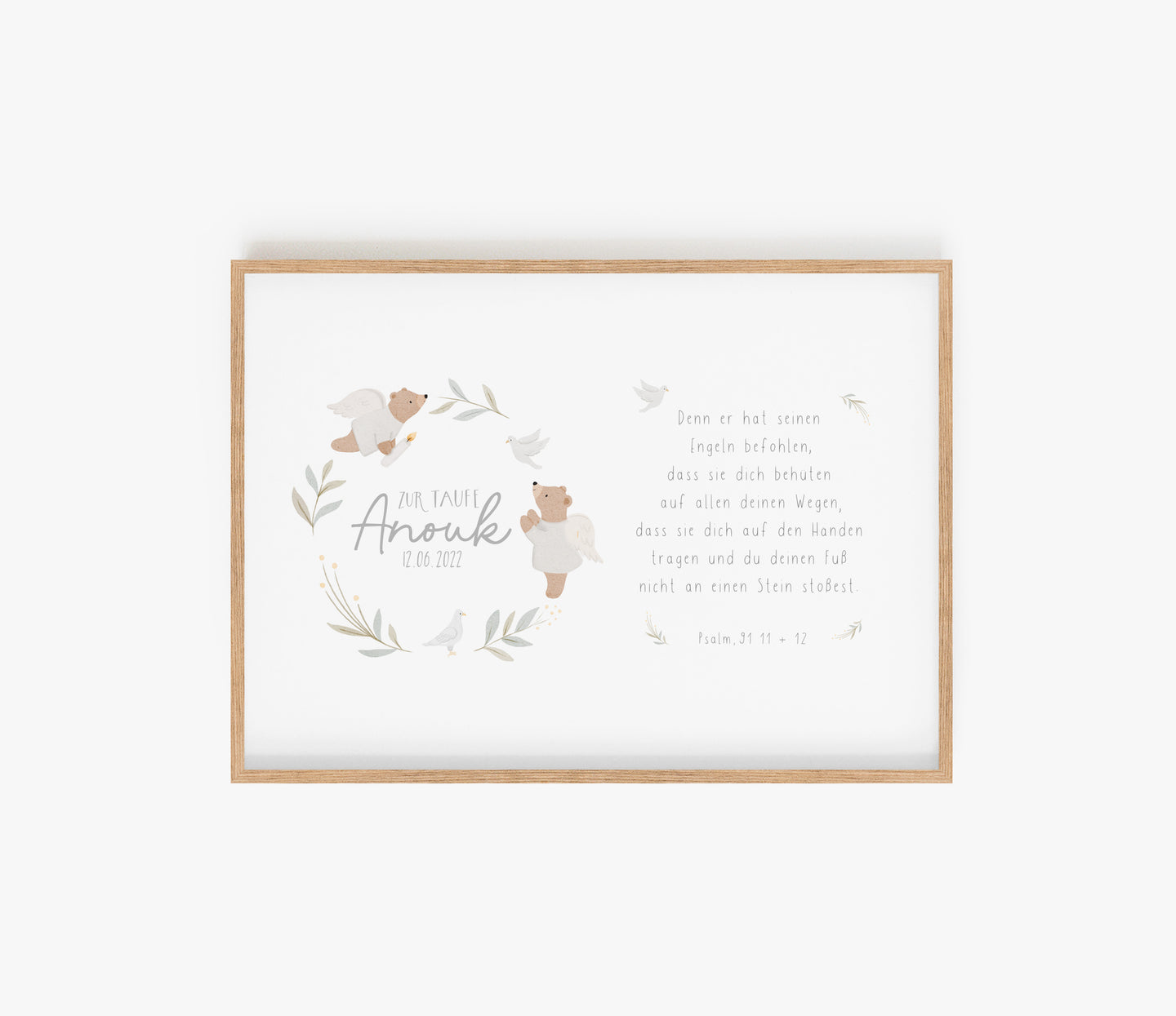 Poster/Kunstdruck / Bild zur Taufe - Kleine Engel mit Taufspruch