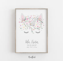 Laden Sie das Bild in den Galerie-Viewer, Geburtsanzeige / Druck &quot;Little Unicorn&quot;
