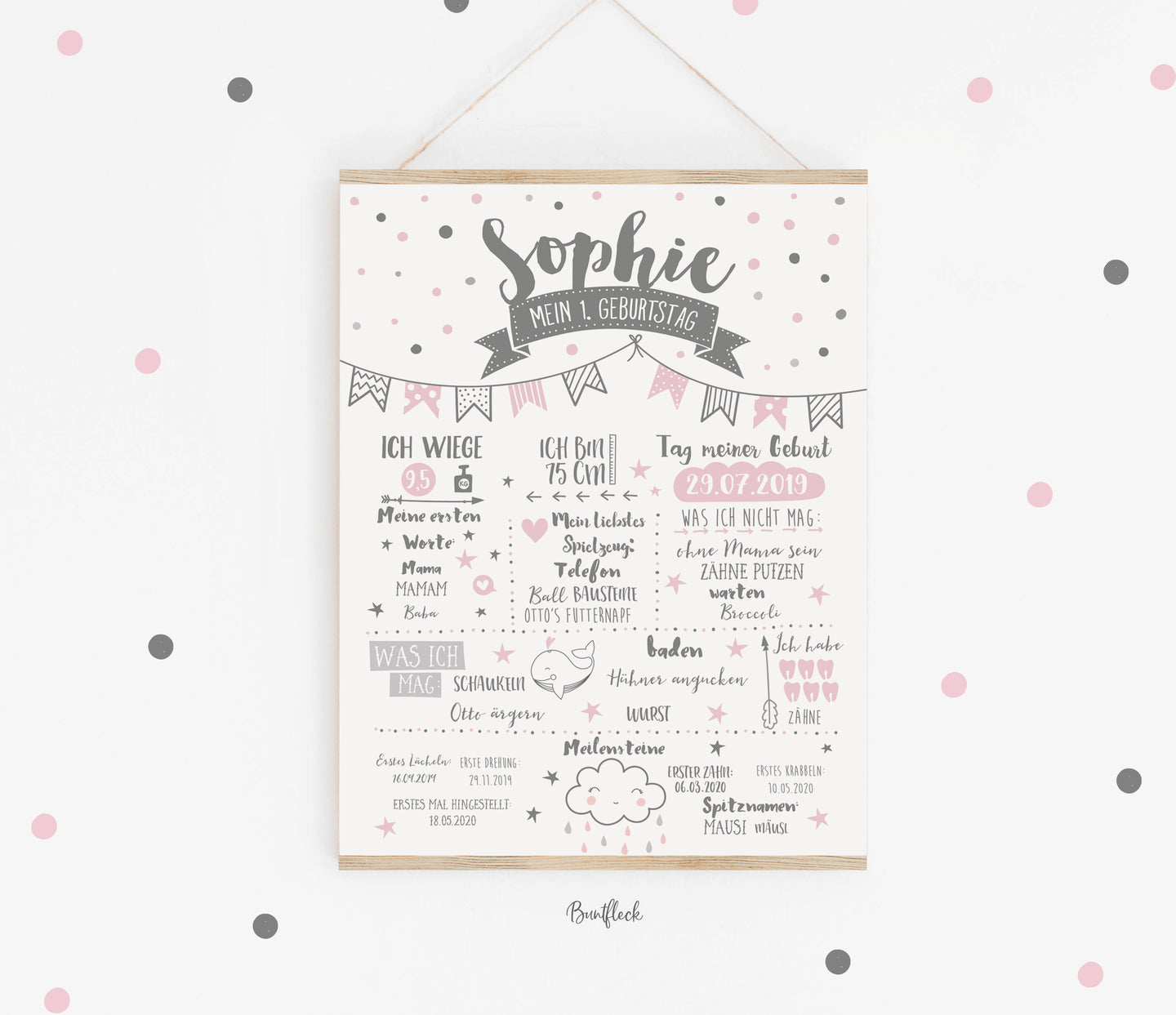 Baby Meilensteintafel - Sophie