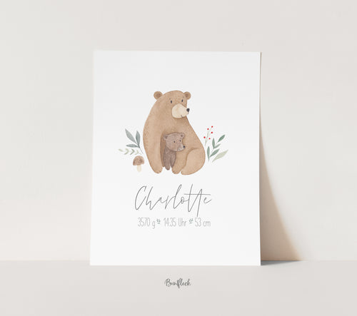 Geburtsbild/Poster -Bärenfamilie