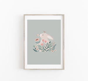 Kunstdruck/Poster - Häschen im Blumenfeld