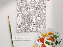 Laden Sie das Bild in den Galerie-Viewer, Ausmalbild Doodle Januar