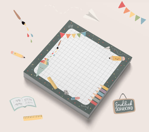 Mini Notizblock / Memopad - Schulanfang