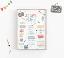 Laden Sie das Bild in den Galerie-Viewer, Meilensteintafel zur Einschulung/Schultafel/1.Schultag/Schuleinführung - MARIE weiß