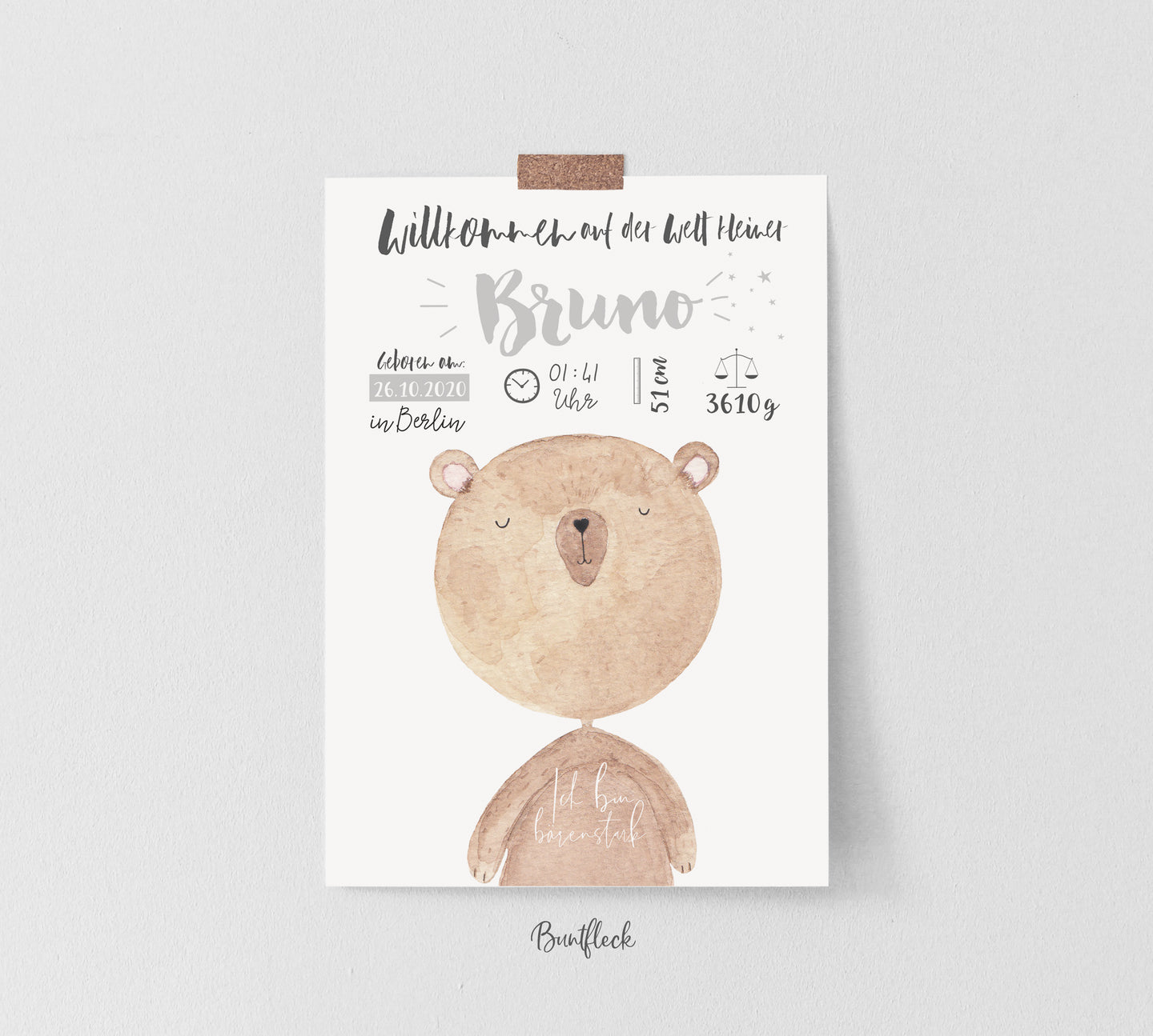 Geburtsbild/Poster - Bär Bruno