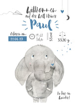Laden Sie das Bild in den Galerie-Viewer, Geburtsbild/Poster-Elefant Rudi