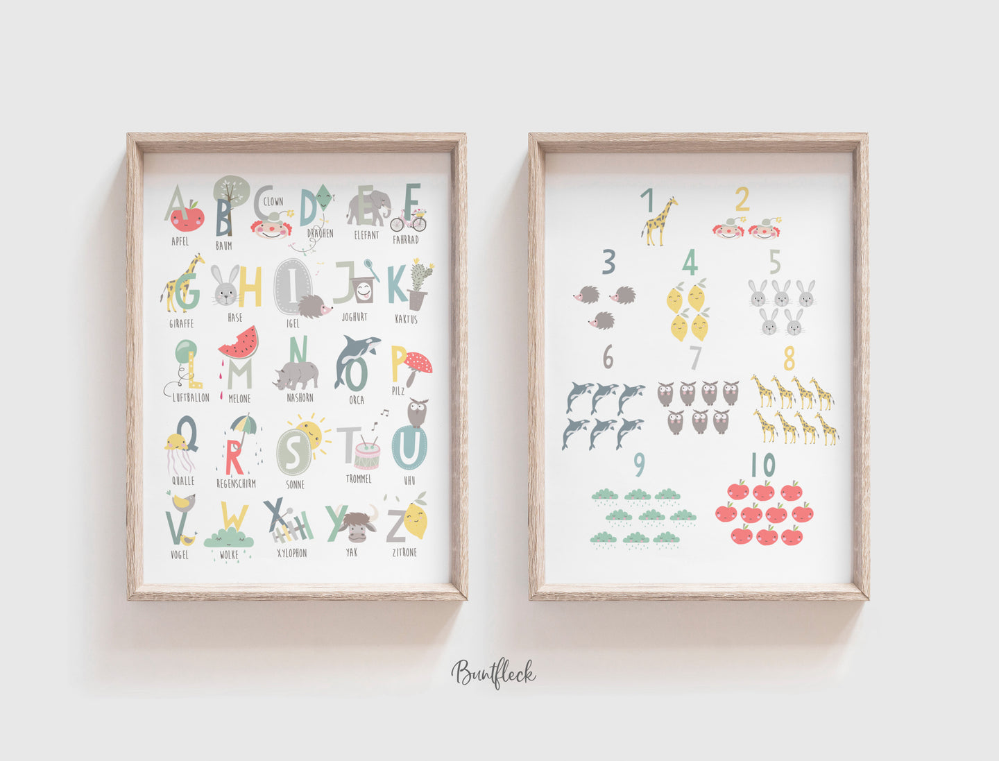 2er Set Kunstdruck/Poster - ABC + Zahlen für Jungs