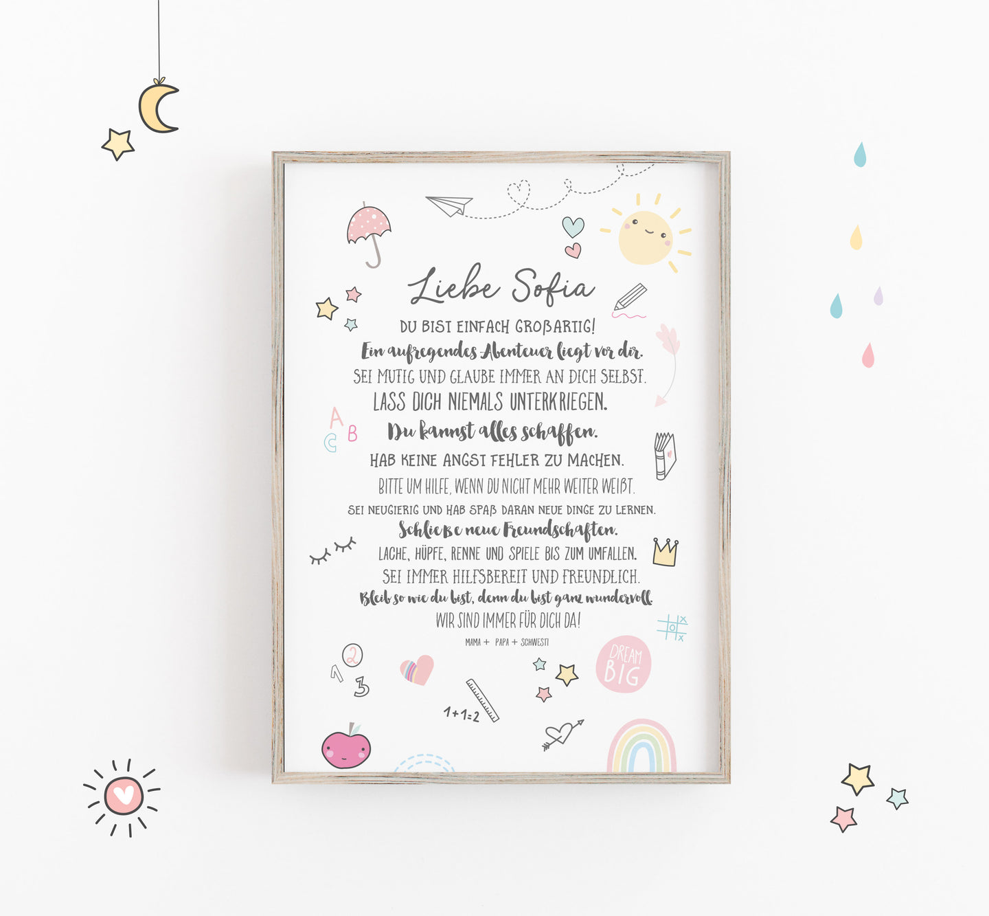 Motivierende Tafel/Schultafel/Schulstart/Glückwünsche - Sofia
