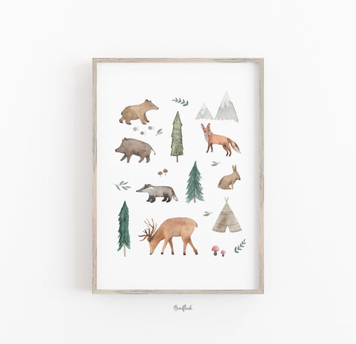 Kunstdruck / Poster - Tiere aus dem Wald