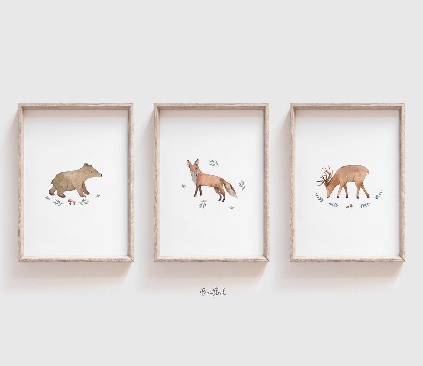 Kunstdruck/Poster - Set aus Waldtieren