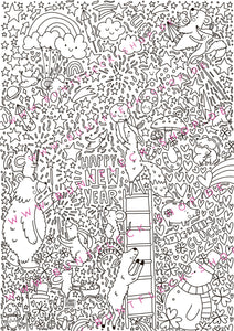 Ausmalbild Doodle Januar