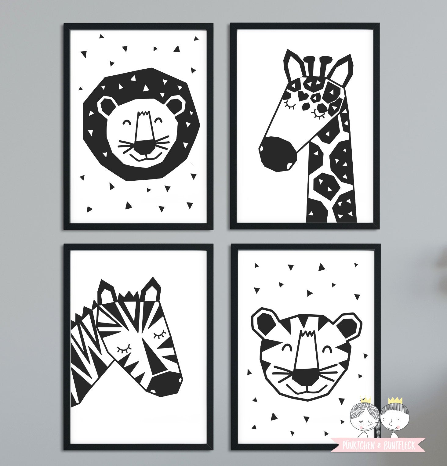 Kinderplakat/Poster 4er Set "wild animals"