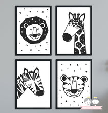 Laden Sie das Bild in den Galerie-Viewer, Kinderplakat/Poster 4er Set &quot;wild animals&quot;