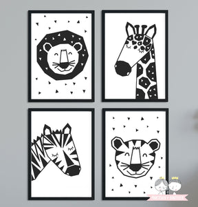 Kinderplakat/Poster 4er Set "wild animals"