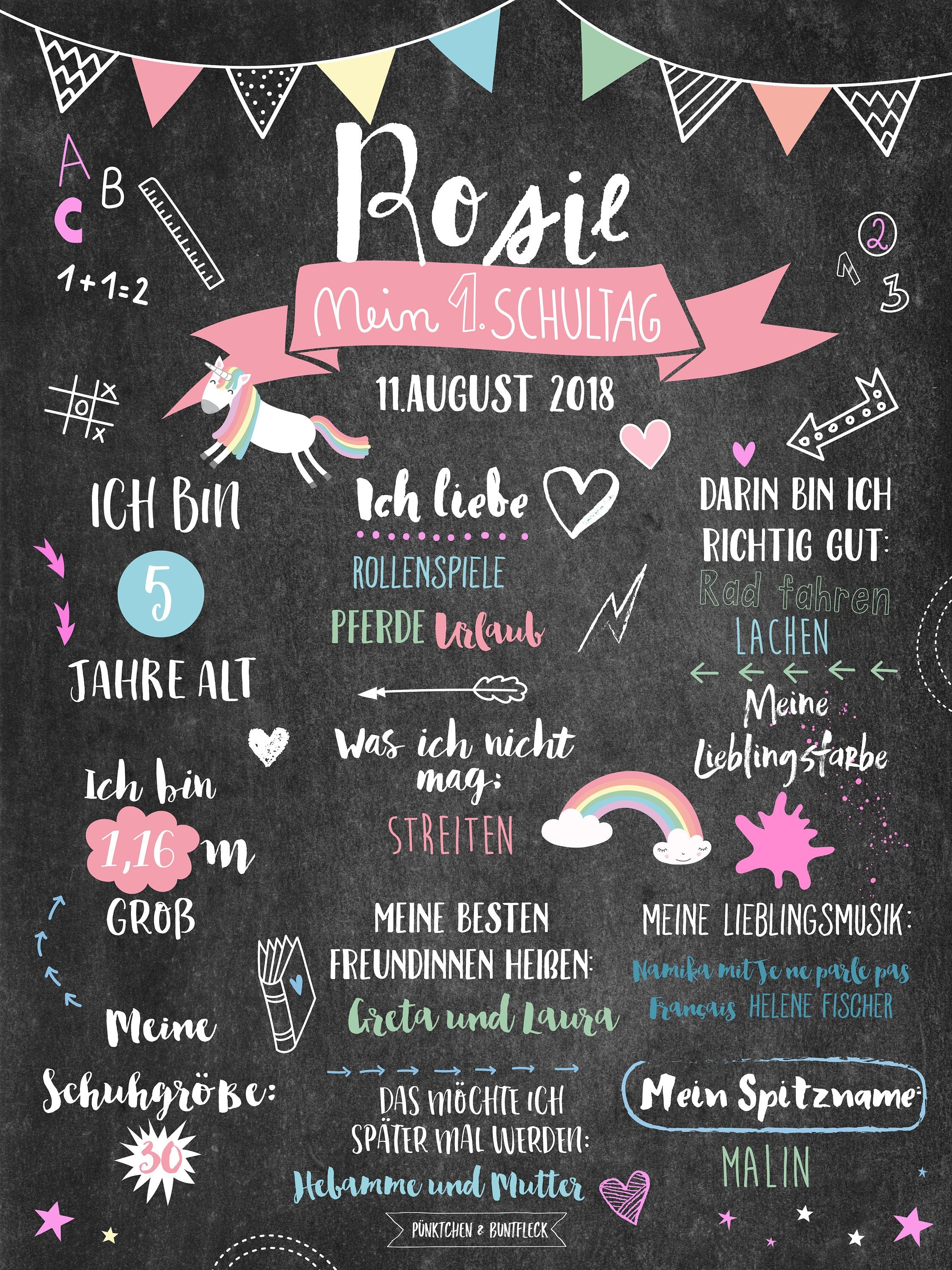 Meilensteintafel zur Einschulung - Rosie