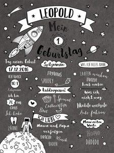 Baby Meilensteintafel " Kleiner Astronaut"