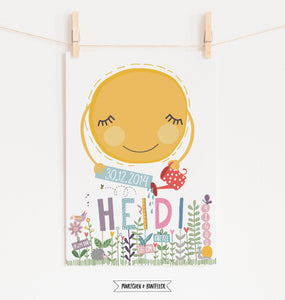 Kunstdruck/Geburtsbild "Sunny"  INDIVIDUALISIERBAR