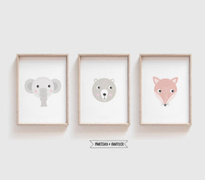 3er Set Kinderplakat - Kleine Tierfreunde