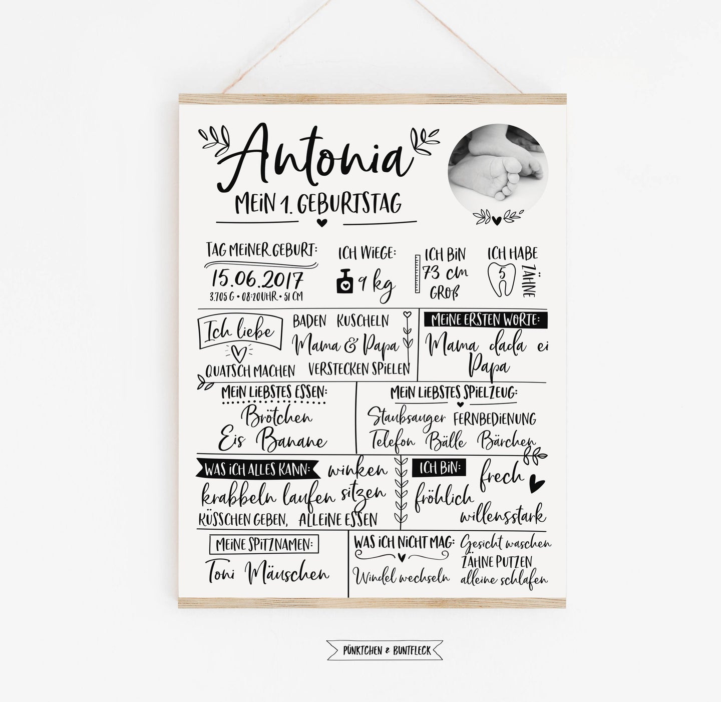 Baby Meilensteintafel - Antonia