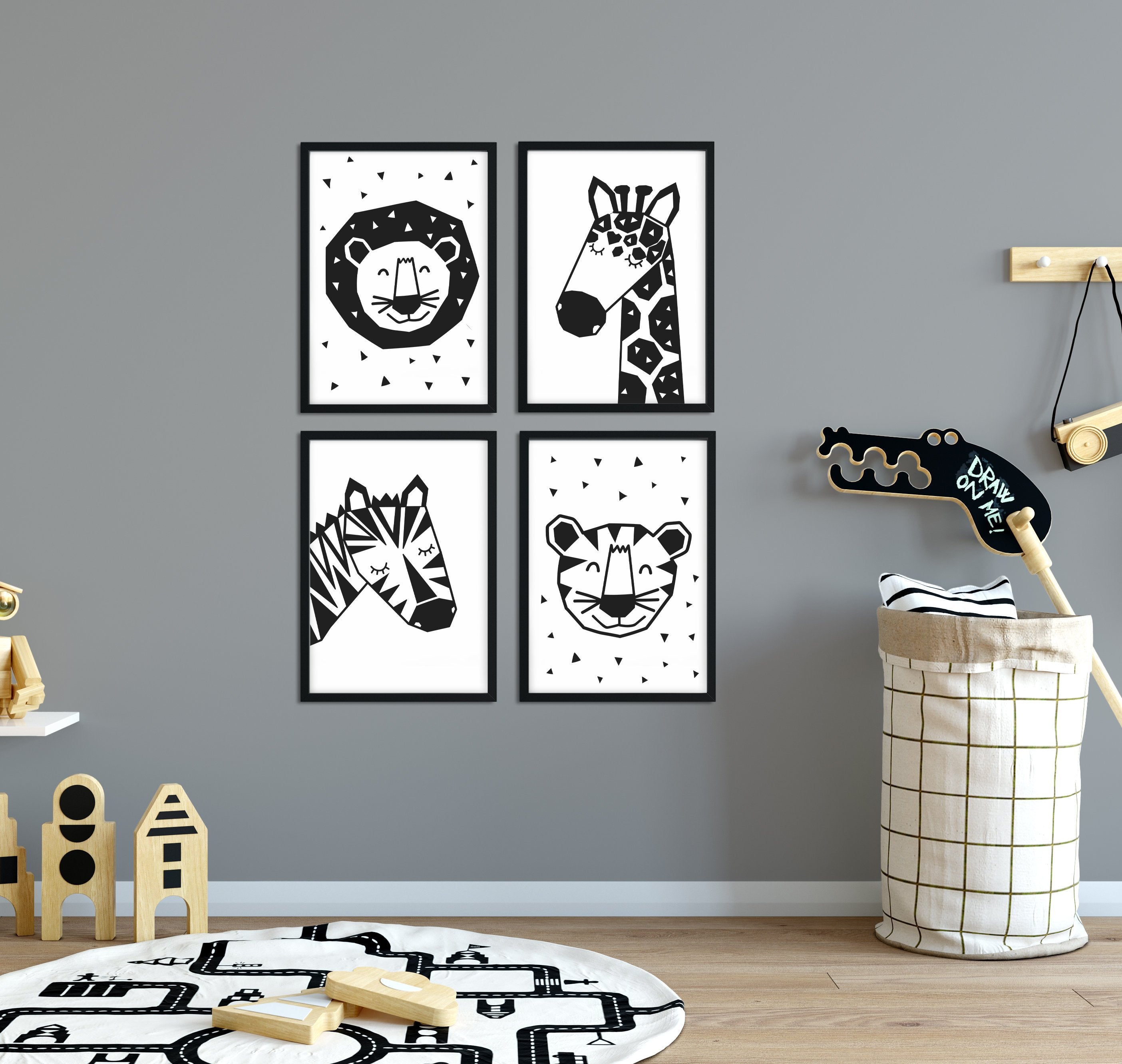 Kinderplakat/Poster 4er Set "wild animals"