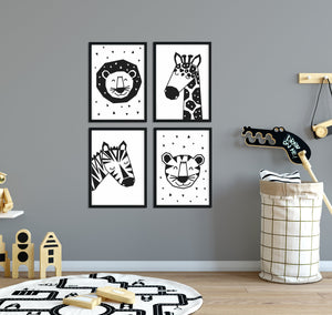 Kinderplakat/Poster 4er Set "wild animals"